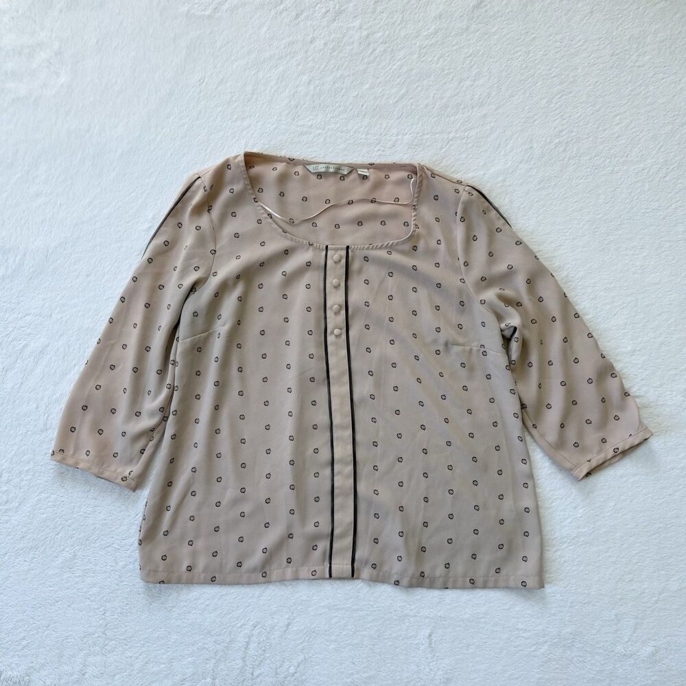LC Lauren Conrad Blouse Top Women’s Blush Apple Print 3/4 Sleeve Size L